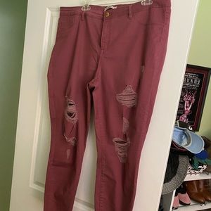 Burgundy skinny jeans